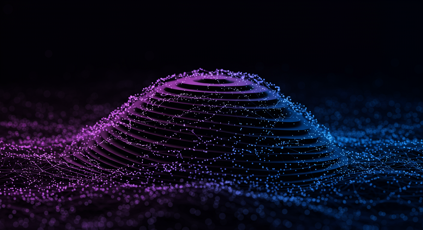 Abstract visualization of a system organizing and aligning